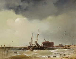 Fisher Boats Landing on a Beach