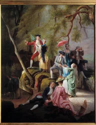 Country Entertainment Gallant Scene During a Walk of Nobles