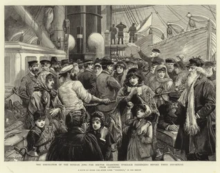 The Emigration of the Russian Jews, the Doctor examining Steerage Passengers before their Departure from Liverpool