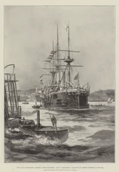 The Naval Manoeuvres, Reserve Fleet Operations, HMS Alexandra, Flag-Ship of Admiral Domvile, in Tor Bay