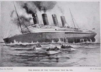 The Sinking of the Lusitania, May 7th 1915, Illustration from 