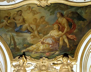 Psyche flaw of fear in the presence of Venus. Ceiling painting by Charles Joseph Natoire