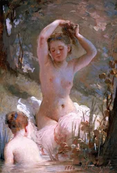 Two Girls Bathing, 1864