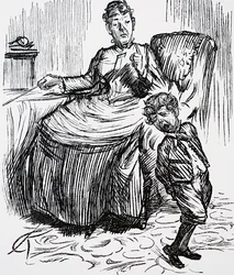 A mother punishing her naughty boy