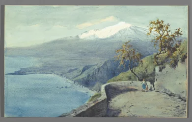 View of Mount Etna from Taormina, Sicily, 1925
