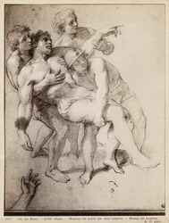 Half Naked Man Supported by Three Men, Study for 