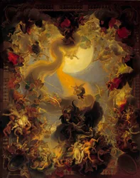 The fall of the rebel angels. Painting by Charles Le Brun (1619-1690)