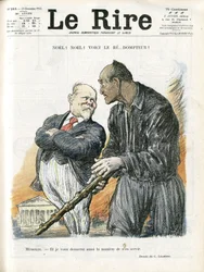 Illustration of Charles Leandre for the Cover of Le Rire, 23/12/22 - Noel Noel - President of the Republic - Poincare Raymond, Mussolini Benito, Tamer