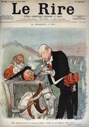 The President in Nice - French President Felix Faure met Queen Victoria in Nice - Cartoon by Charles Leandre in Le Rire