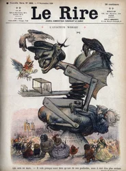 The people of Le Mans: it flies almost as well as one of our poultry, but it must be tougher. Cartoon by American aviator Wilbur Wright aboard his plane the 