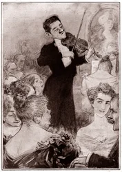 Violinist playing at a social meeting