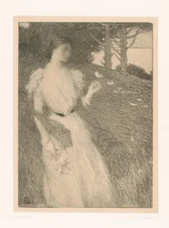 Woman Letting Flower Petals Blow Away in the Wind