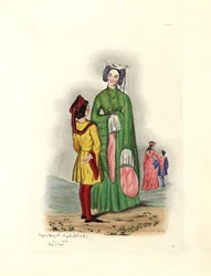 Typical female costume in the time of Henry V, illustration from 