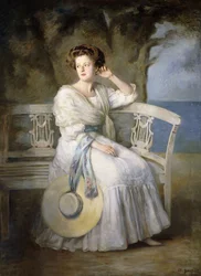 Portrait of a Lady wearing a Blue Dress