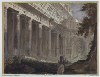 Antique Ruins with Figures Contemplating