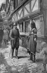 Captain John Smith Meets a Red Indian Friend from Virginia While Taking a Walk Down The Strand in London