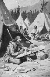 Sequoya Working Out His Alphabet
