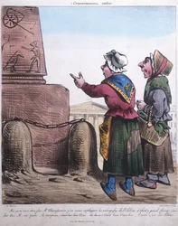 Caricature of the erection of the Obelisk at the Place de la Concorde