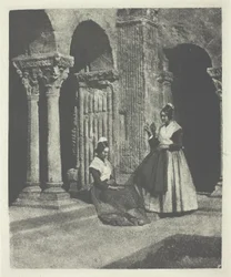 Two Arlesian Women in the Cloister of Saint-Trophime of Arles