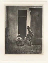 Plate IV – Pifferaro Standing and Italian Peasant Seated, in the Court of 21 Quai Bourbon