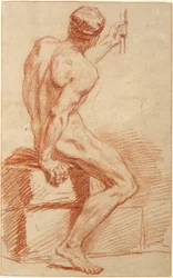 Nude Study: Seated Man, View from the Back