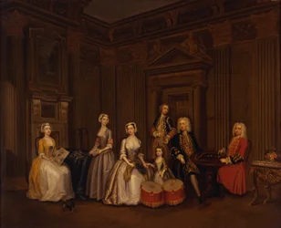 Portrait of Algernon Seymour, Lord Hertford with Colonel Tomkins Wardour, Colonel Browne, Lord Beauchamp, Frances, Lady Hertford, Lady Elizabeth Seymour, and Miss Herbert