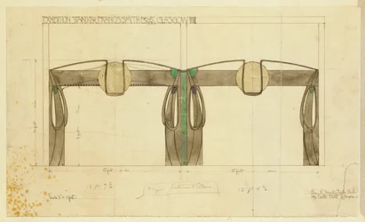 Design for an exhibition stand for Francis Smith, used at the Glasgow Exhibition, shown in elevation, 1901