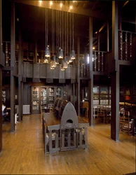 Interior view of the reading room of the School of Fine Arts designed by Charles Rennie Mackintosh