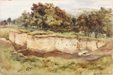 Chesters Bath House from the South West
