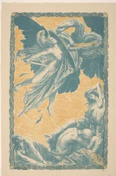 Flying Warrior Protects Drawn People from an Eagle
