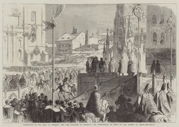 Coronation of the King of Hungary, the King Swearing to Maintain the Constitution in Front of the Church at Pesth