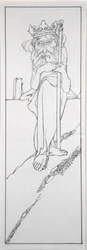 He held a sceptre in his hand and wore a crown upon his brow, illustration from 