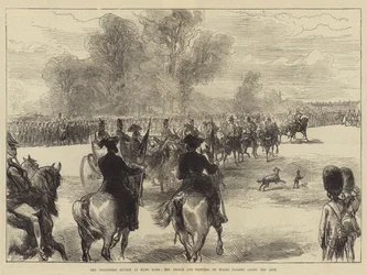 The Volunteer Review in Hyde Park, the Prince and Princess of Wales passing along the Line