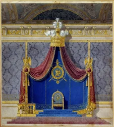 The throne of Napoleon I at the Palais des Tuileries created by Charles Percier and Pierre Francois Leonard Fontaine