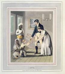 A European Lady and her Family, attended by an Ayah, or Nurse, plate 17 from 
