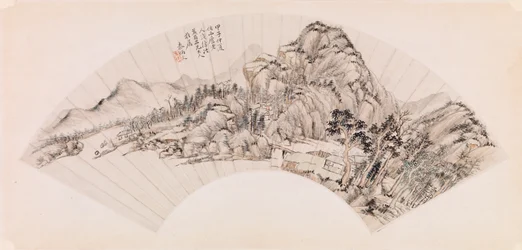 Fan depicting a landscape