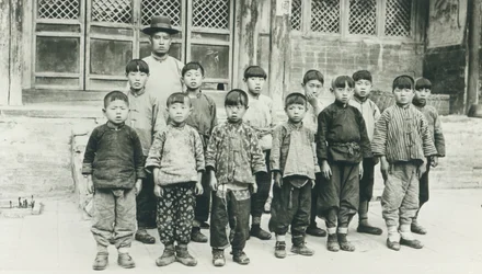Schoolteacher and pupils