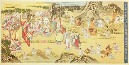 Extractive metallurgy workers at work in the presence of the emperor
