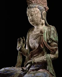 Large seated bodhisattva with hands raised, Jin dynasty (1115-1234) (detail)