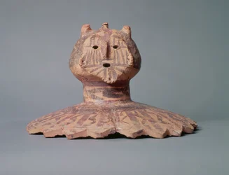 Lid from a Yangshao Pot, Possibly Depicting the Face of a Shaman, Yangshao Period