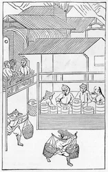 Packing and transporting finished products, from a series of illustrations on the manufacture of china