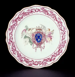 Rose Famille dinner plate with the Arms of France, Qianlong period c.1765