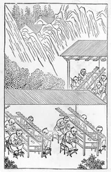 Studio of painters in enamel, from a series of illustrations on the manufacture of china