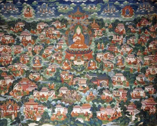 Tsong-Kha-Pa, Seated on a Lotus, Surrounded by Various Disciples