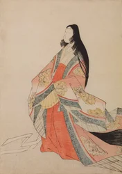 Court Lady, Plate from Album: Thirty-Six Female Poets / Nishiki-zuri onna sanju rokkasen e-zukushi