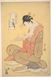 The Courtesan Komurasaki of Kadotamaya Reading a Letter