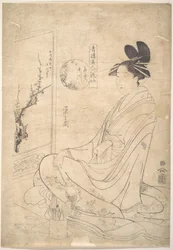 Young Woman Painting a Screen