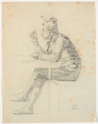 Farm Boy with Cap at a Table