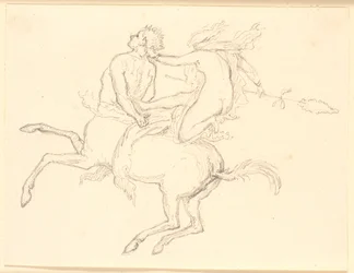 Bacchante Sitting on the Back of a Bound Centaur. Pompeian Motif