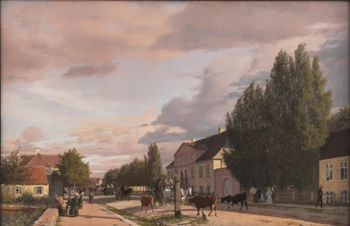 View of a Street in Østerbro outside Copenhagen. Morning Light